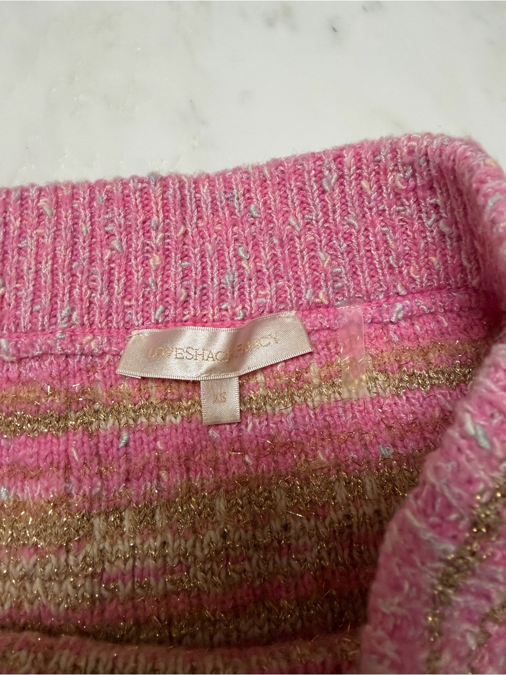 LoveShackFancy Pink and Gold Tweed Fringe Mini Skirt - Picture 2 of 2